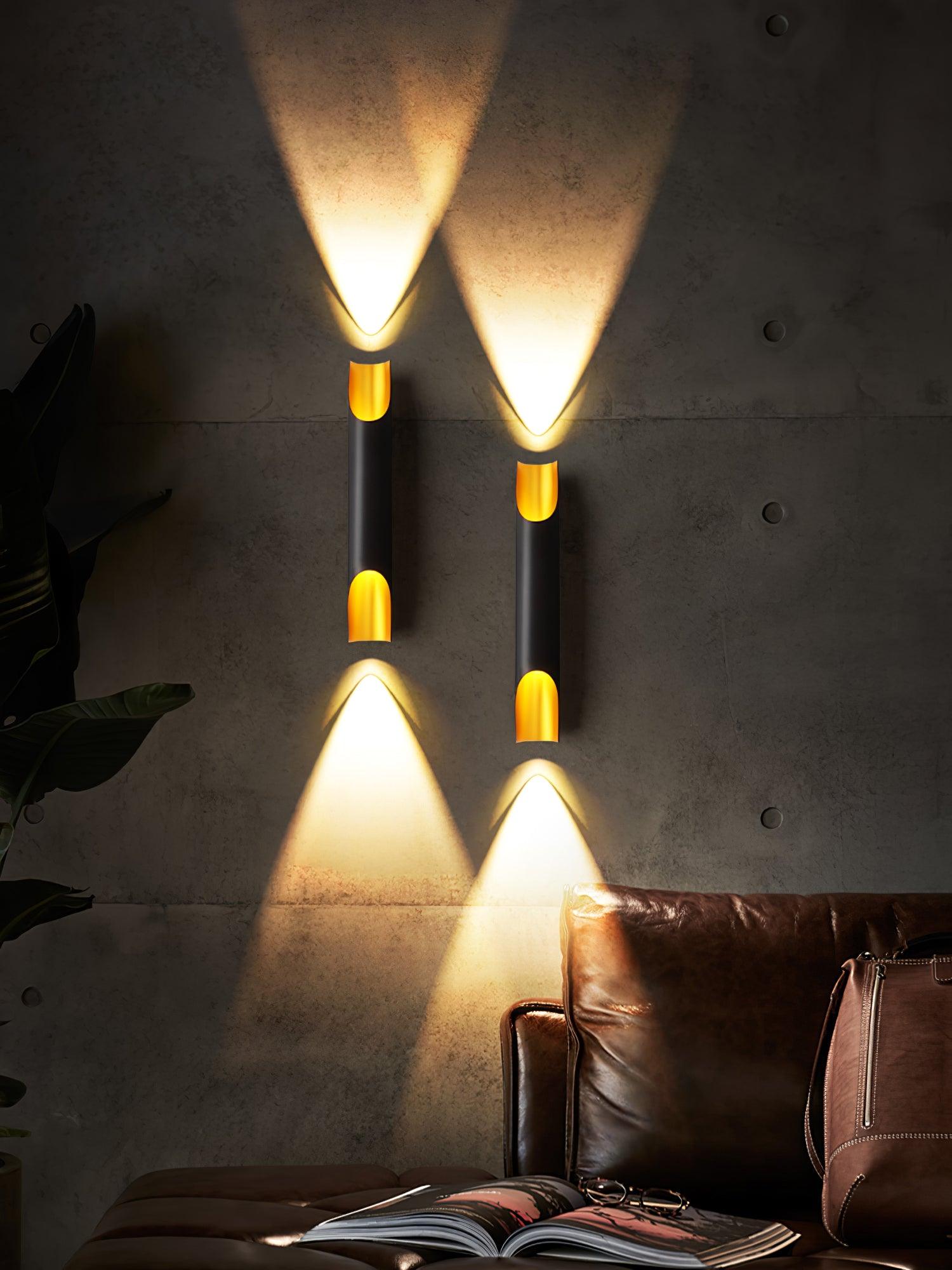 Abigali Straight Wall Lamp | Metal, Iron, Aluminum | Black & Gold, White & Gold
