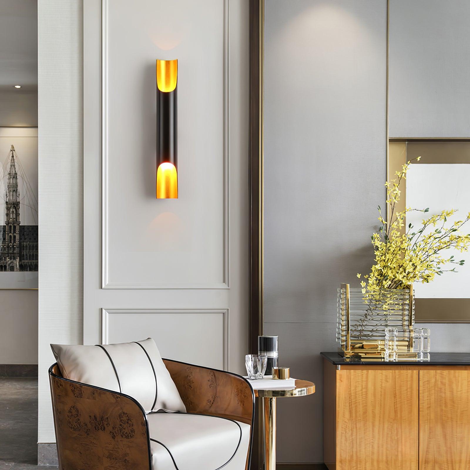 Abigali Straight Wall Lamp | Metal, Iron, Aluminum | Black & Gold, White & Gold
