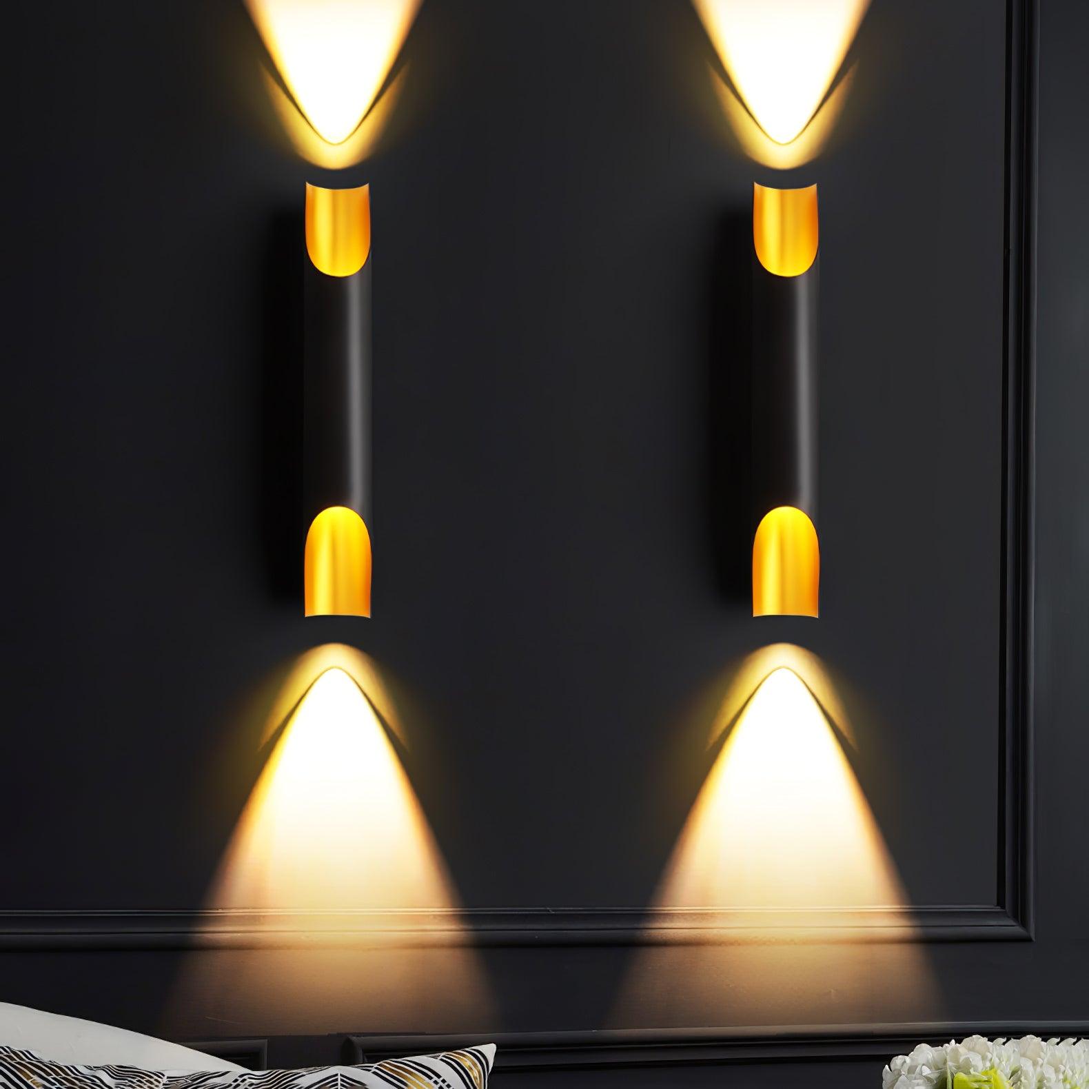 Abigali Straight Wall Lamp | Metal, Iron, Aluminum | Black & Gold, White & Gold