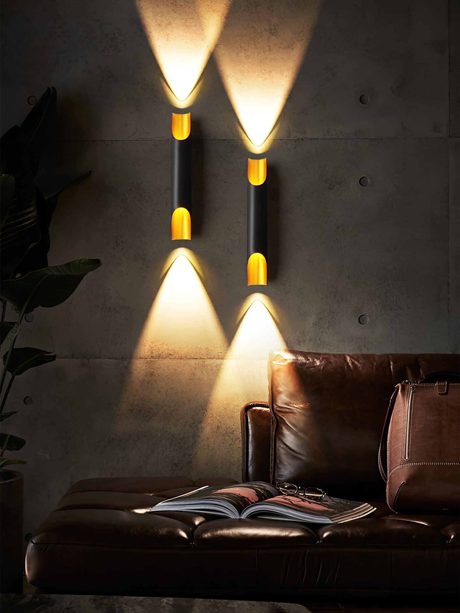 Abigali Straight Wall Lamp | Metal, Iron, Aluminum | Black & Gold, White & Gold