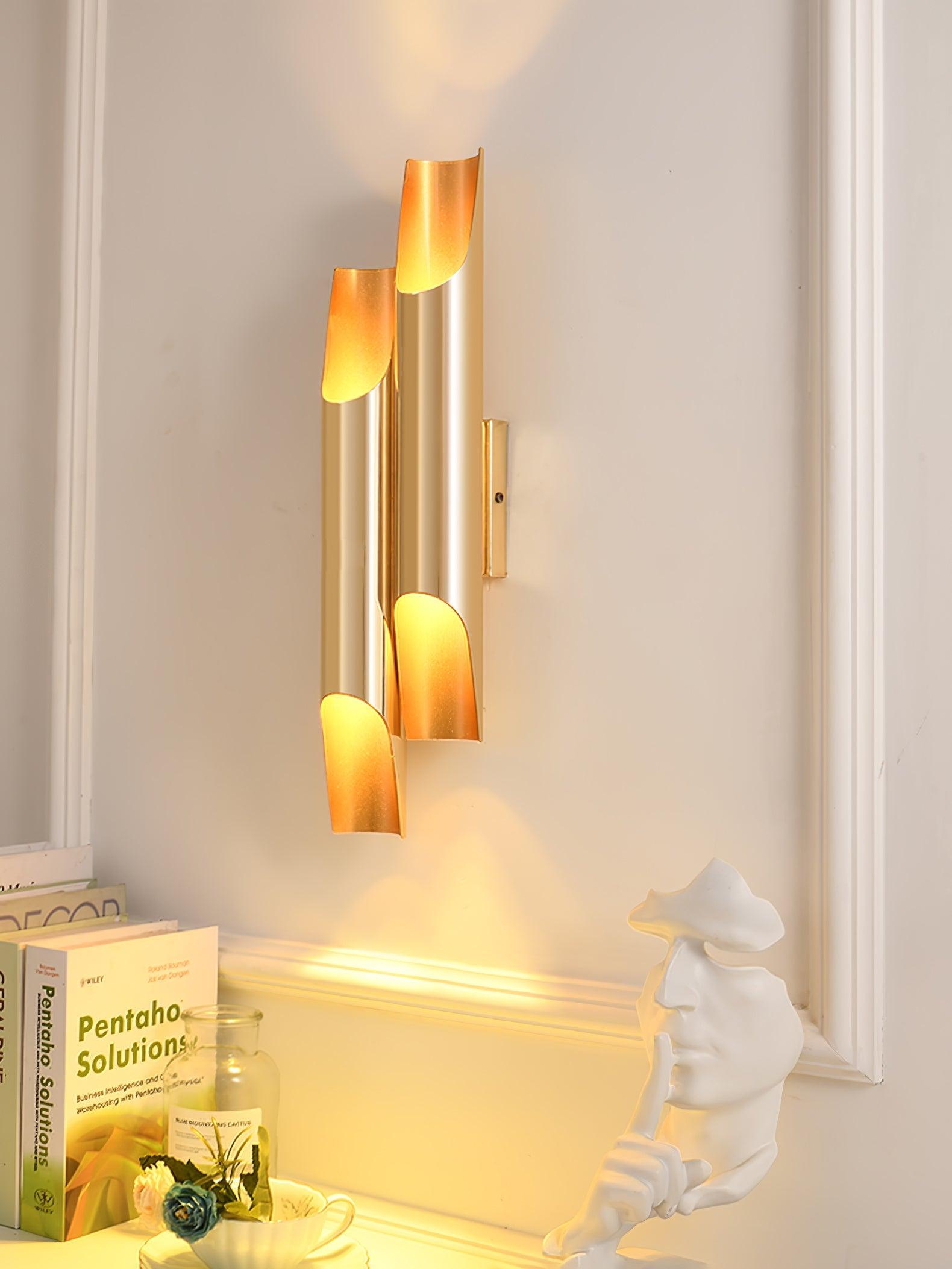 Abigali Straight Wall Lamp | Metal, Iron, Aluminum | Black & Gold, White & Gold