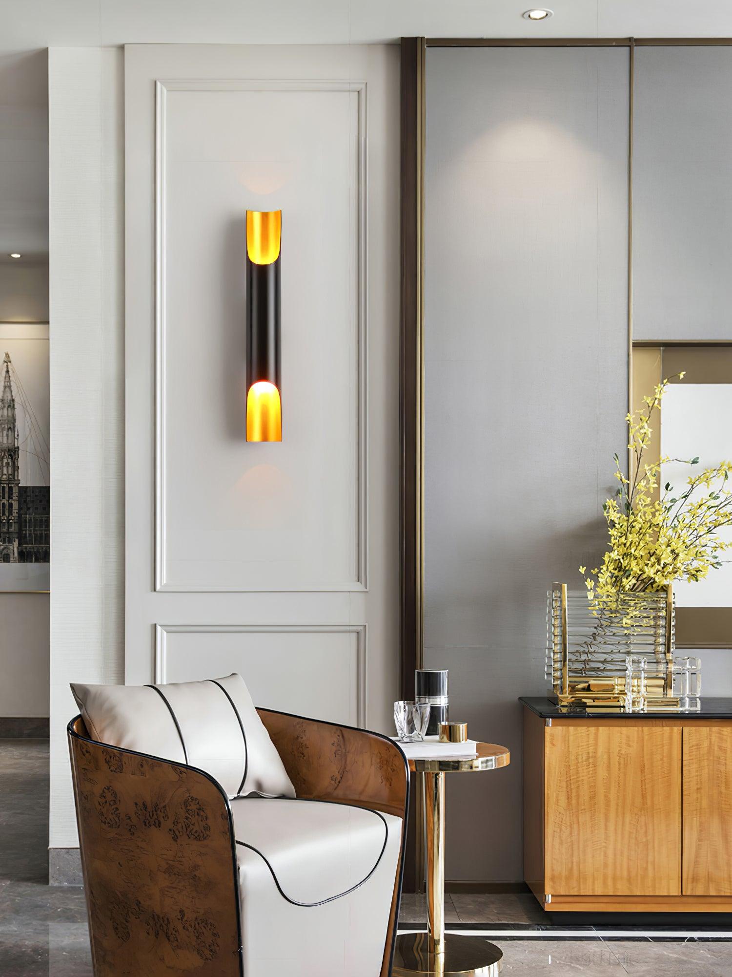 Abigali Straight Wall Lamp | Metal, Iron, Aluminum | Black & Gold, White & Gold