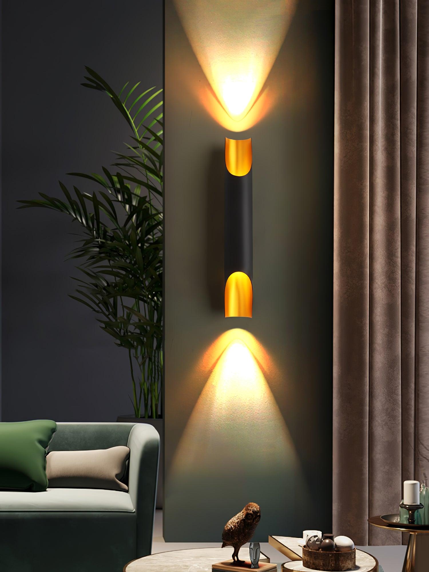 Abigali Straight Wall Lamp | Metal, Iron, Aluminum | Black & Gold, White & Gold