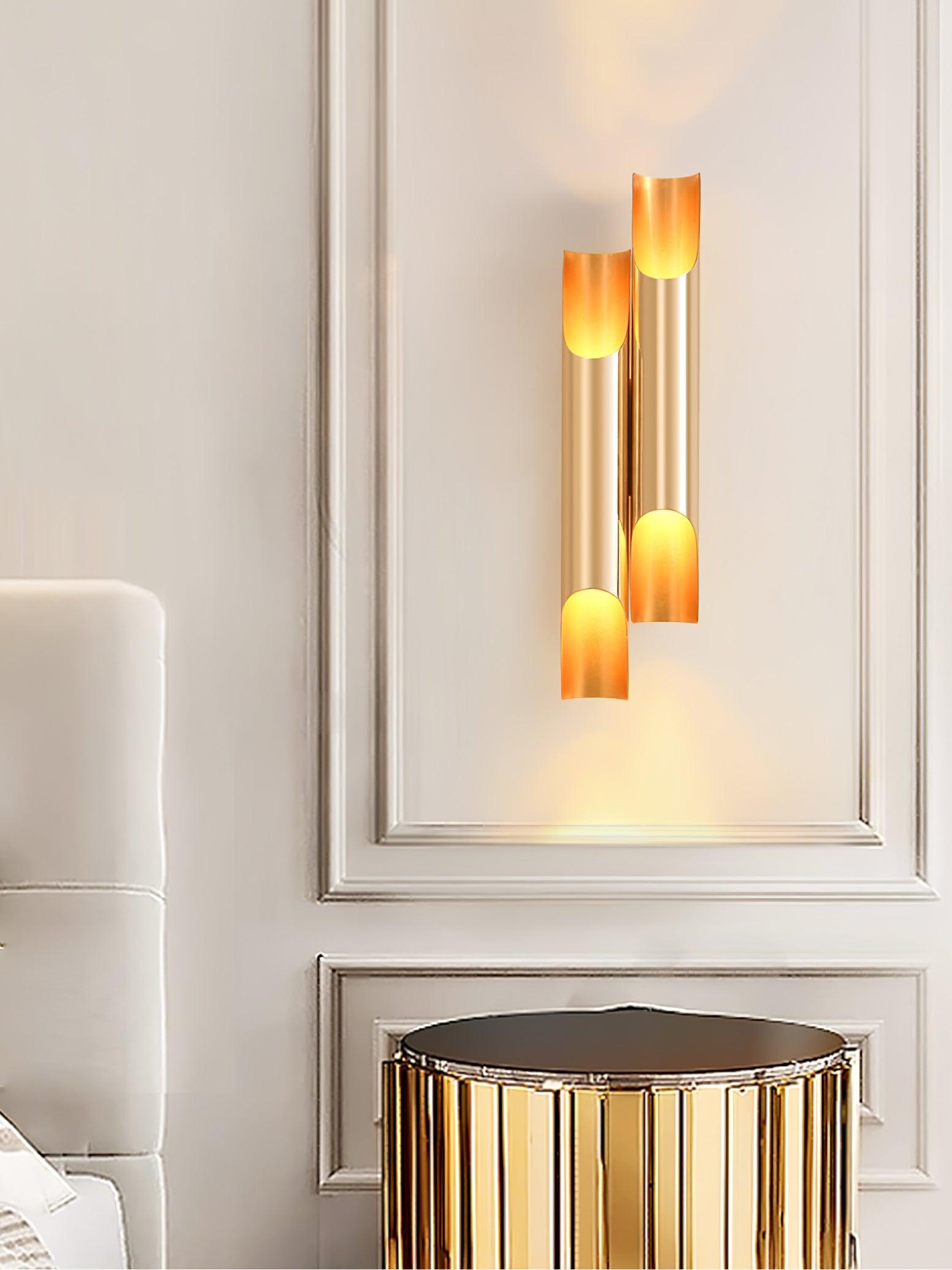 Abigali Straight Wall Lamp | Metal, Iron, Aluminum | Black & Gold, White & Gold