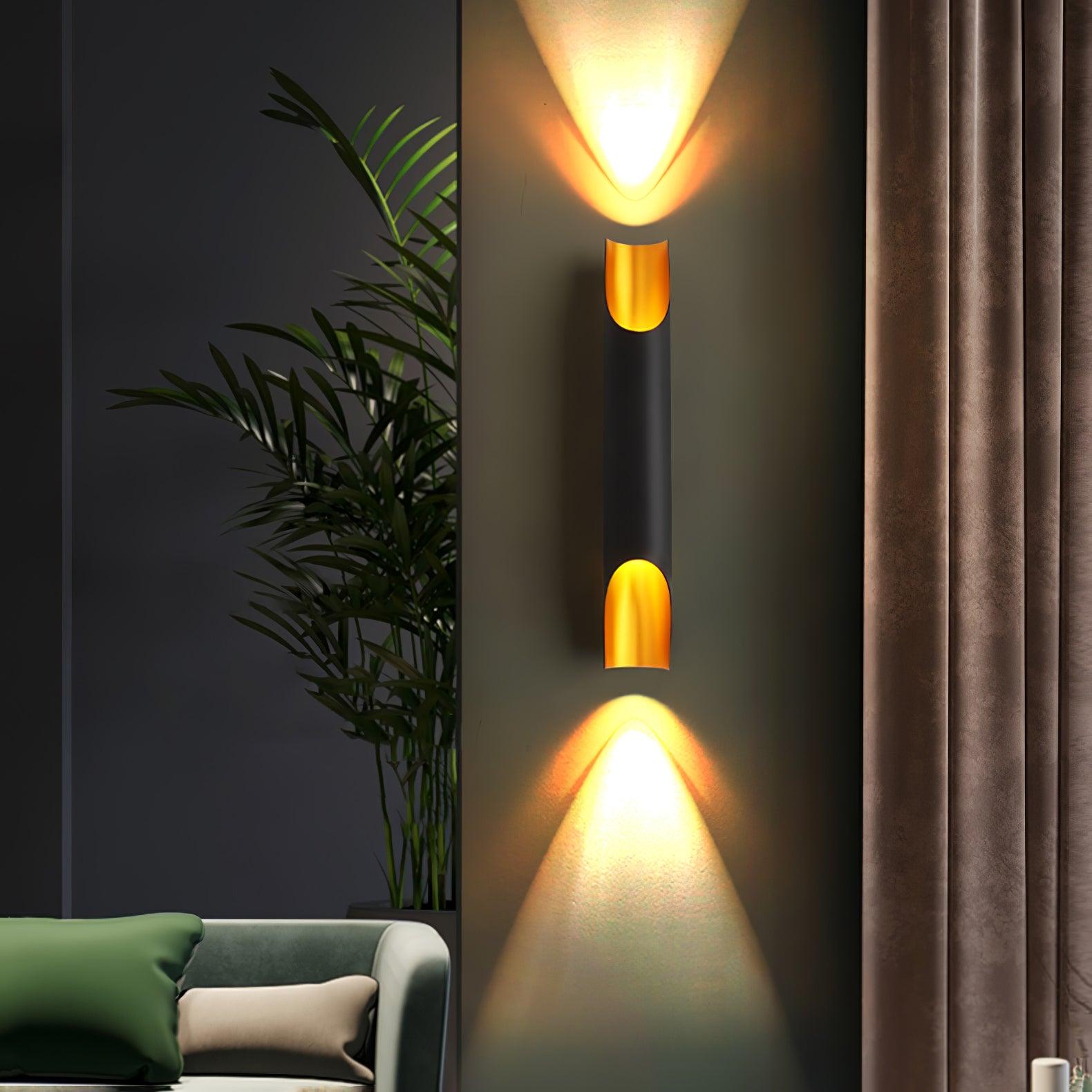 Abigali Straight Wall Lamp | Metal, Iron, Aluminum | Black & Gold, White & Gold