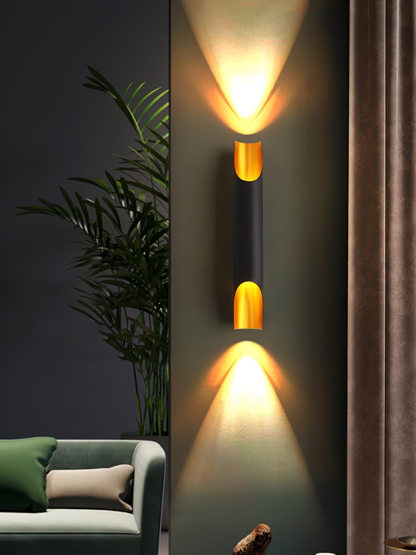 Abigali Straight Wall Lamp | Metal, Iron, Aluminum | Black & Gold, White & Gold