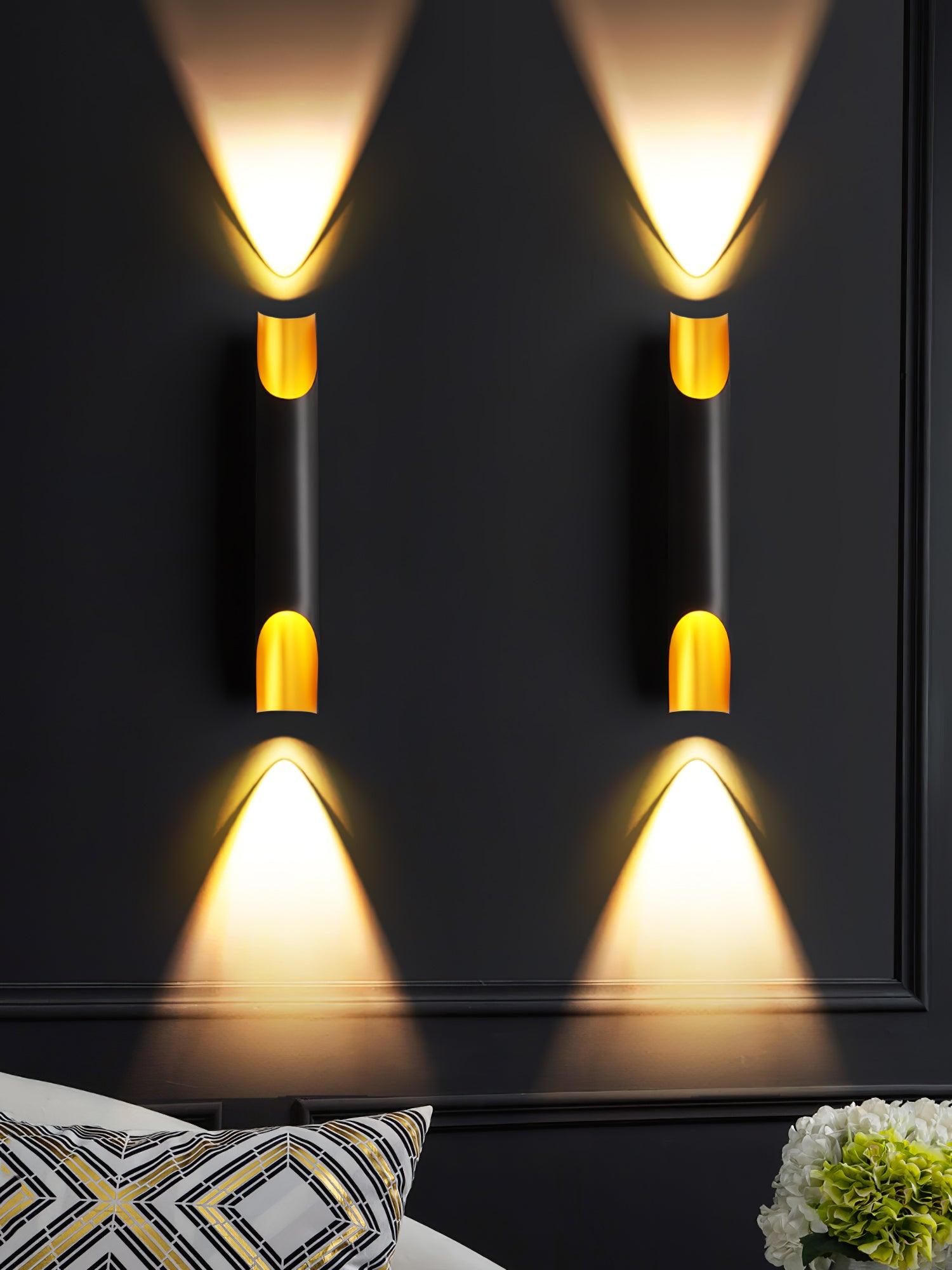 Abigali Straight Wall Lamp | Metal, Iron, Aluminum | Black & Gold, White & Gold
