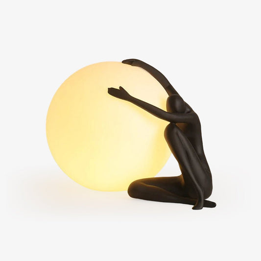 Humanoid Ball Table Lamp | Resin & Acrylic | Black & Red