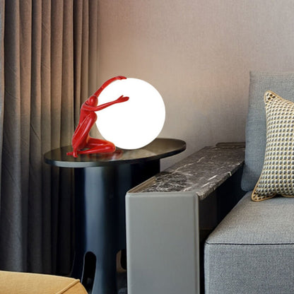 Humanoid Ball Table Lamp | Resin & Acrylic | Black & Red