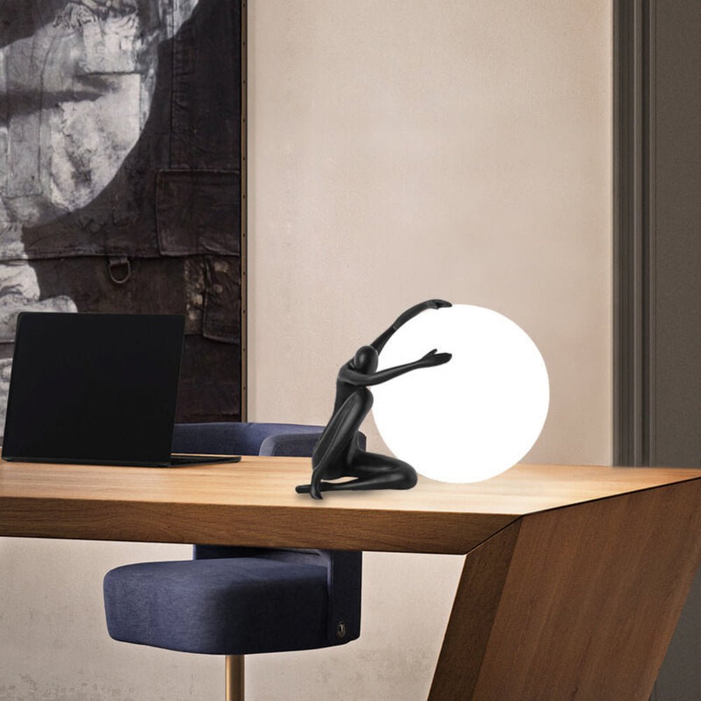 Humanoid Ball Table Lamp | Resin & Acrylic | Black & Red