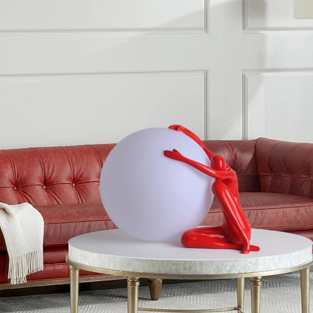 Humanoid Ball Table Lamp | Resin & Acrylic | Black & Red