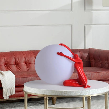Humanoid Ball Table Lamp | Resin & Acrylic | Black & Red