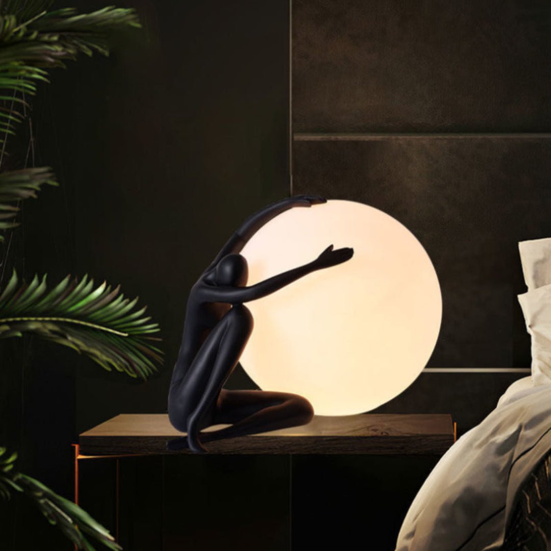 Humanoid Ball Table Lamp | Resin & Acrylic | Black & Red