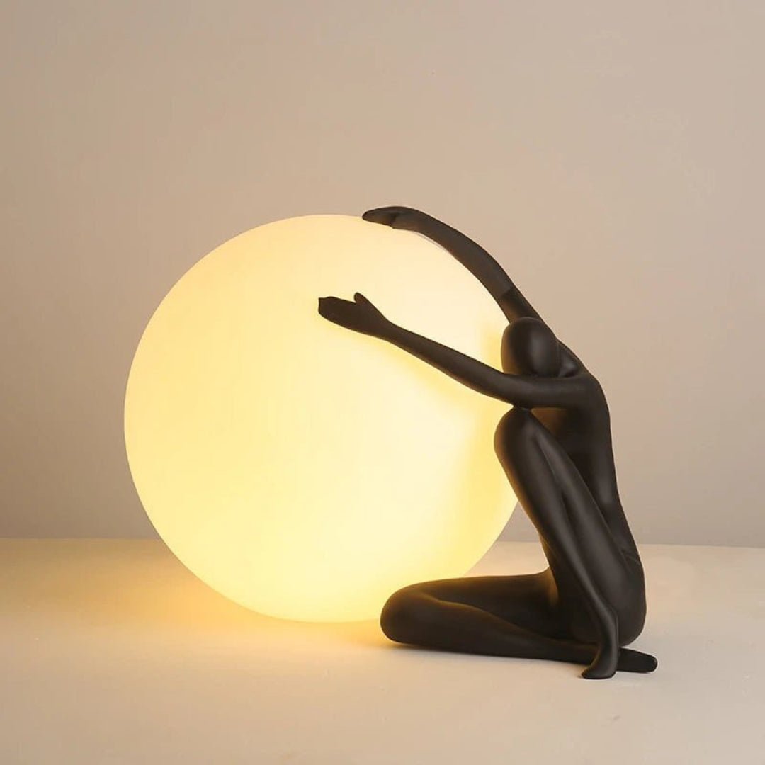 Humanoid Ball Table Lamp | Resin & Acrylic | Black & Red