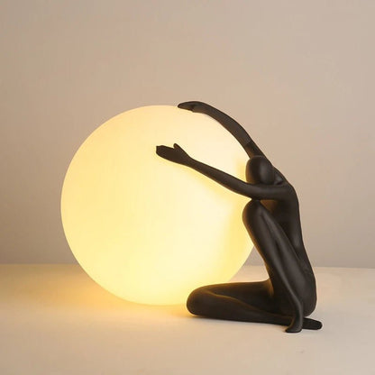 Humanoid Ball Table Lamp | Resin & Acrylic | Black & Red