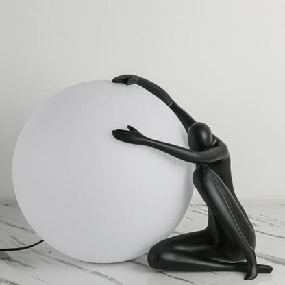 Humanoid Ball Table Lamp | Resin & Acrylic | Black & Red