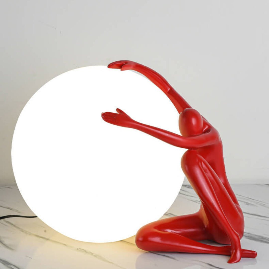 Humanoid Ball Table Lamp | Resin & Acrylic | Black & Red