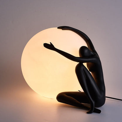 Humanoid Ball Table Lamp | Resin & Acrylic | Black & Red