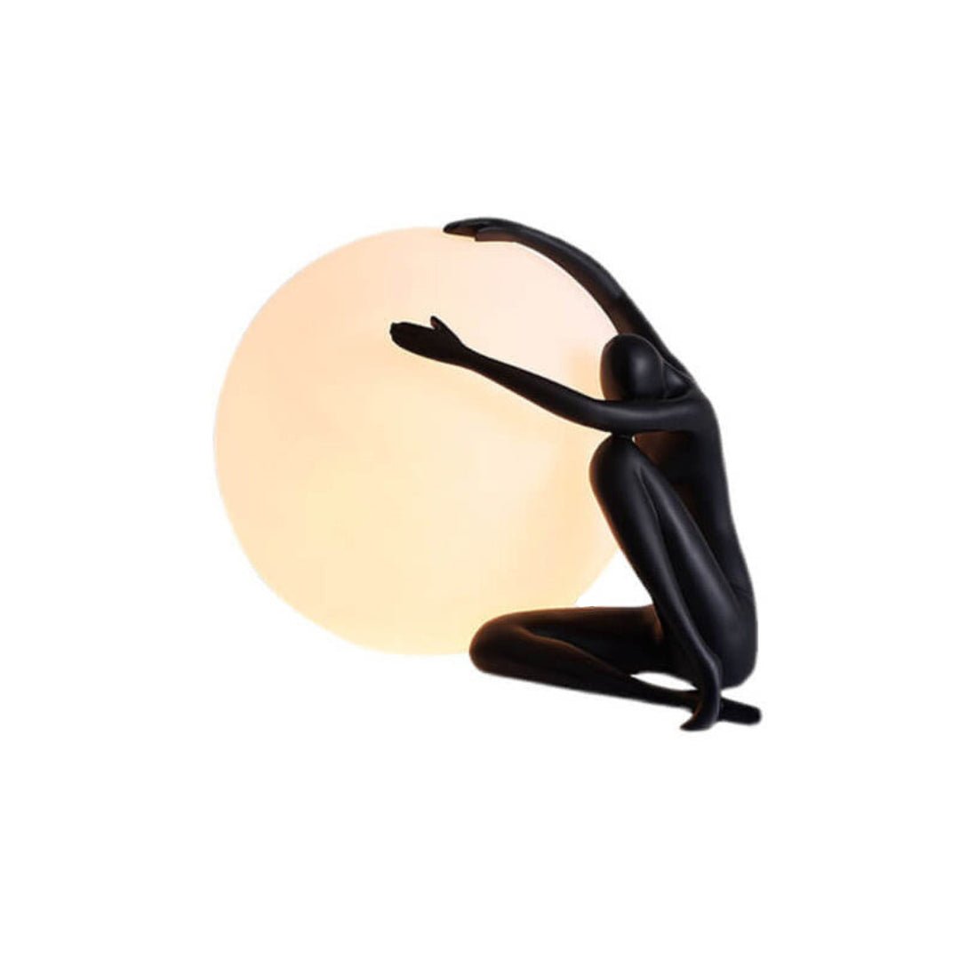 Humanoid Ball Table Lamp | Resin & Acrylic | Black & Red