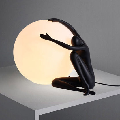 Humanoid Ball Table Lamp | Resin & Acrylic | Black & Red