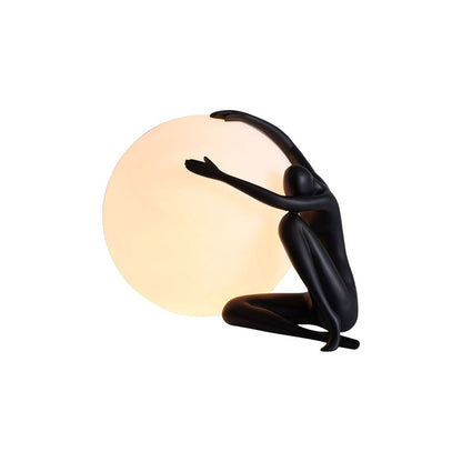 Humanoid Ball Table Lamp | Resin & Acrylic | Black & Red