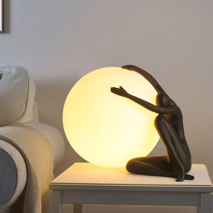 Humanoid Ball Table Lamp | Resin & Acrylic | Black & Red