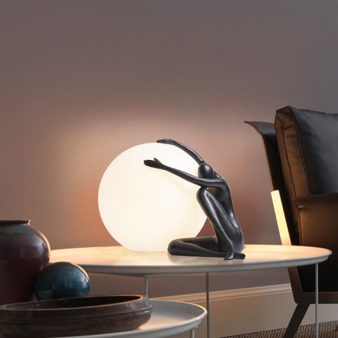 Humanoid Ball Table Lamp | Resin & Acrylic | Black & Red