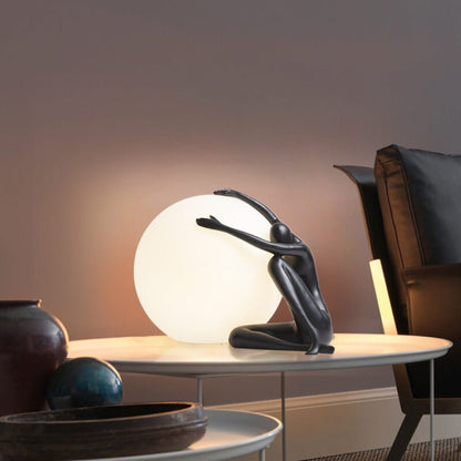Humanoid Ball Table Lamp | Resin & Acrylic | Black & Red