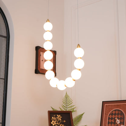 Pearl Necklace Chandelier | Brass & Acrylic | Adjustable Length