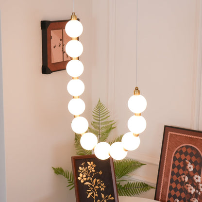Pearl Necklace Chandelier | Brass & Acrylic | Adjustable Length