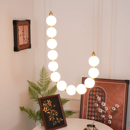 Pearl Necklace Chandelier | Brass & Acrylic | Adjustable Length