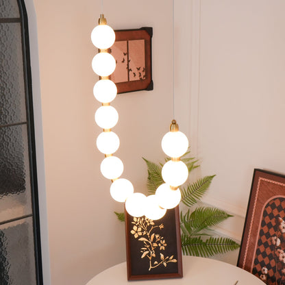 Pearl Necklace Chandelier | Brass & Acrylic | Adjustable Length