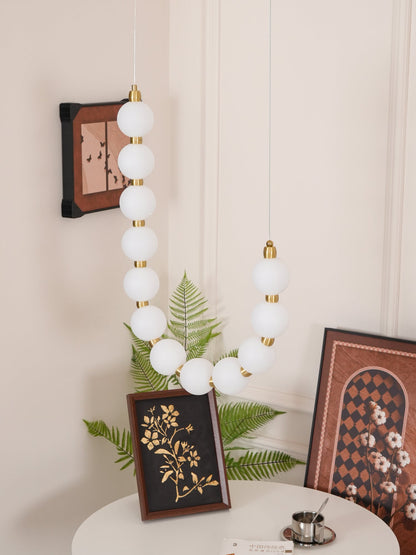 Pearl Necklace Chandelier | Brass & Acrylic | Adjustable Length
