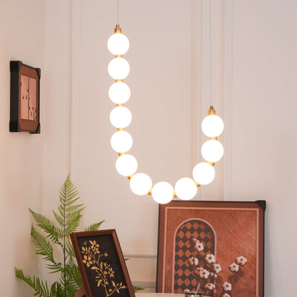 Pearl Necklace Chandelier | Brass & Acrylic | Adjustable Length
