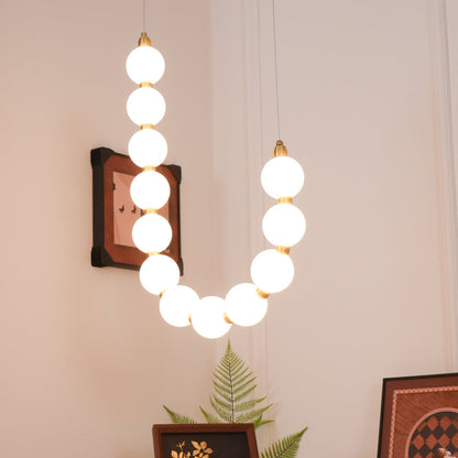 Pearl Necklace Chandelier | Brass & Acrylic | Adjustable Length