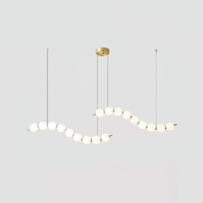 Pearl Necklace Chandelier | Brass & Acrylic | Adjustable Length