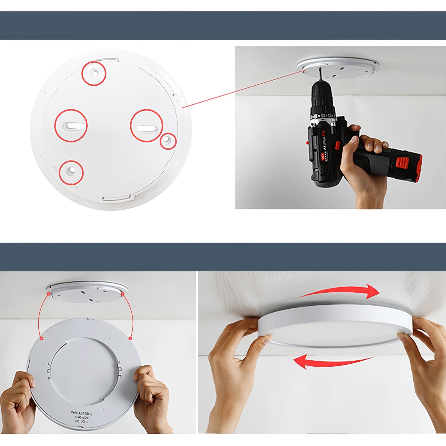 Acrylic Round Ceiling Light | Thinnest Design | White/Black