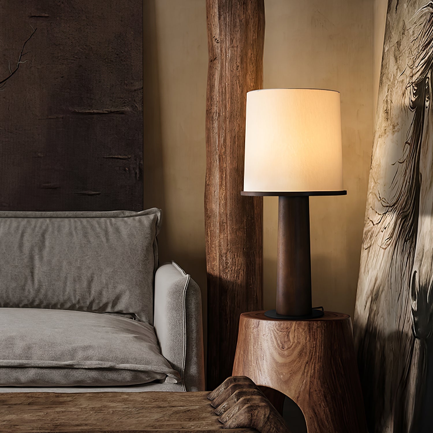 Ada Table Lamp | Wooden Base | White Shade