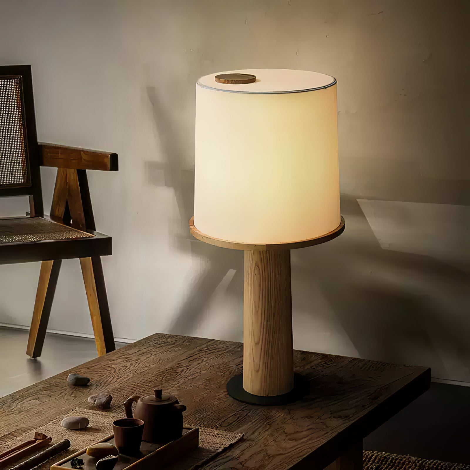 Ada Table Lamp | Wooden Base | White Shade