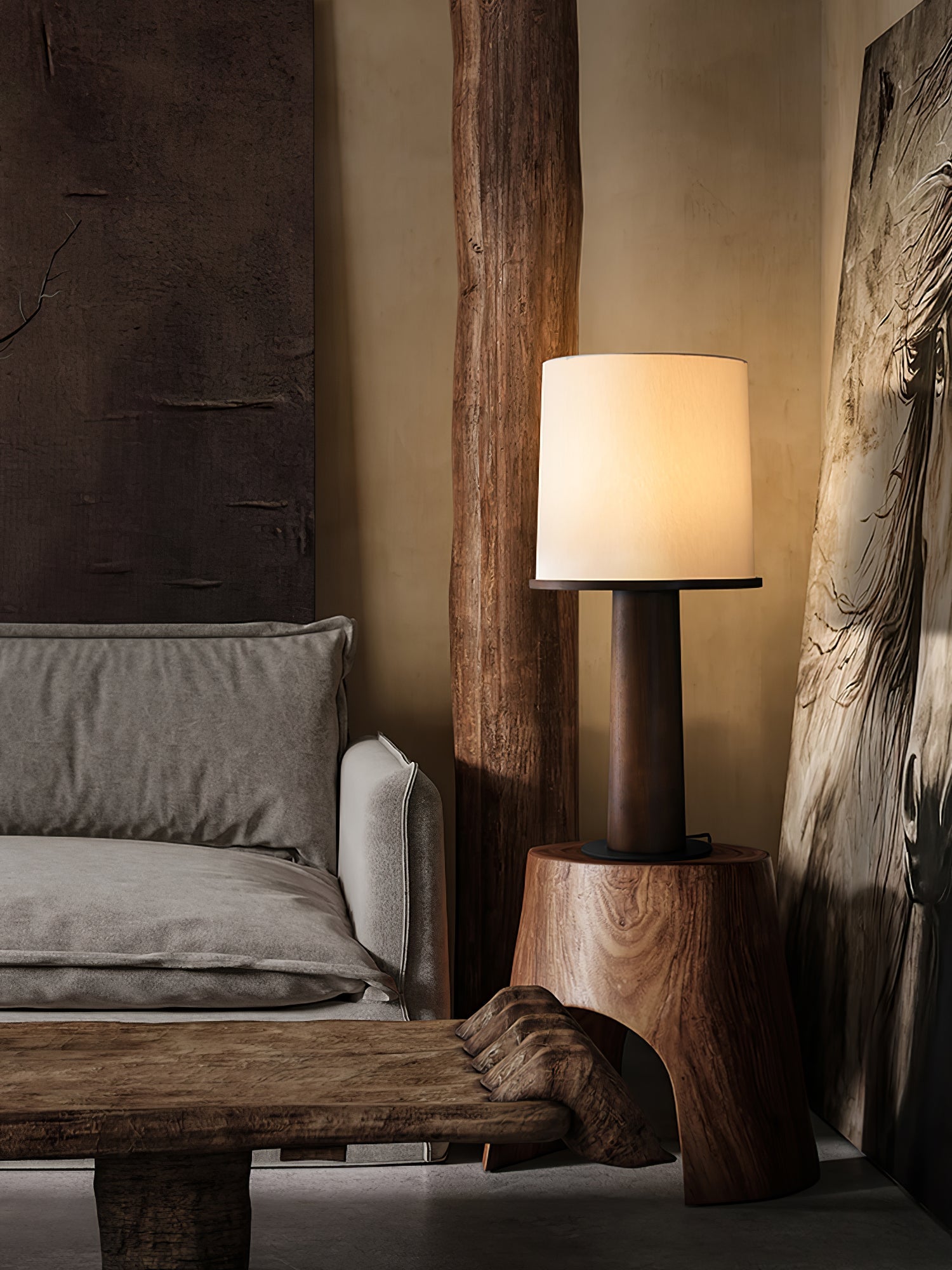 Ada Table Lamp | Wooden Base | White Shade