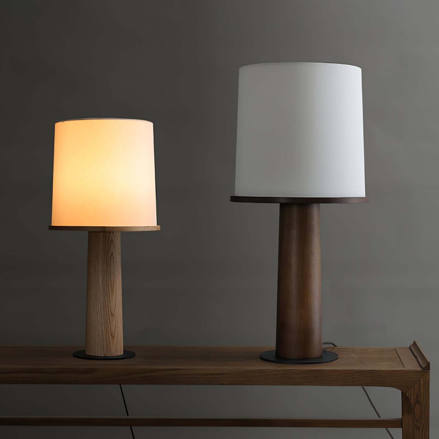 Ada Table Lamp | Wooden Base | White Shade