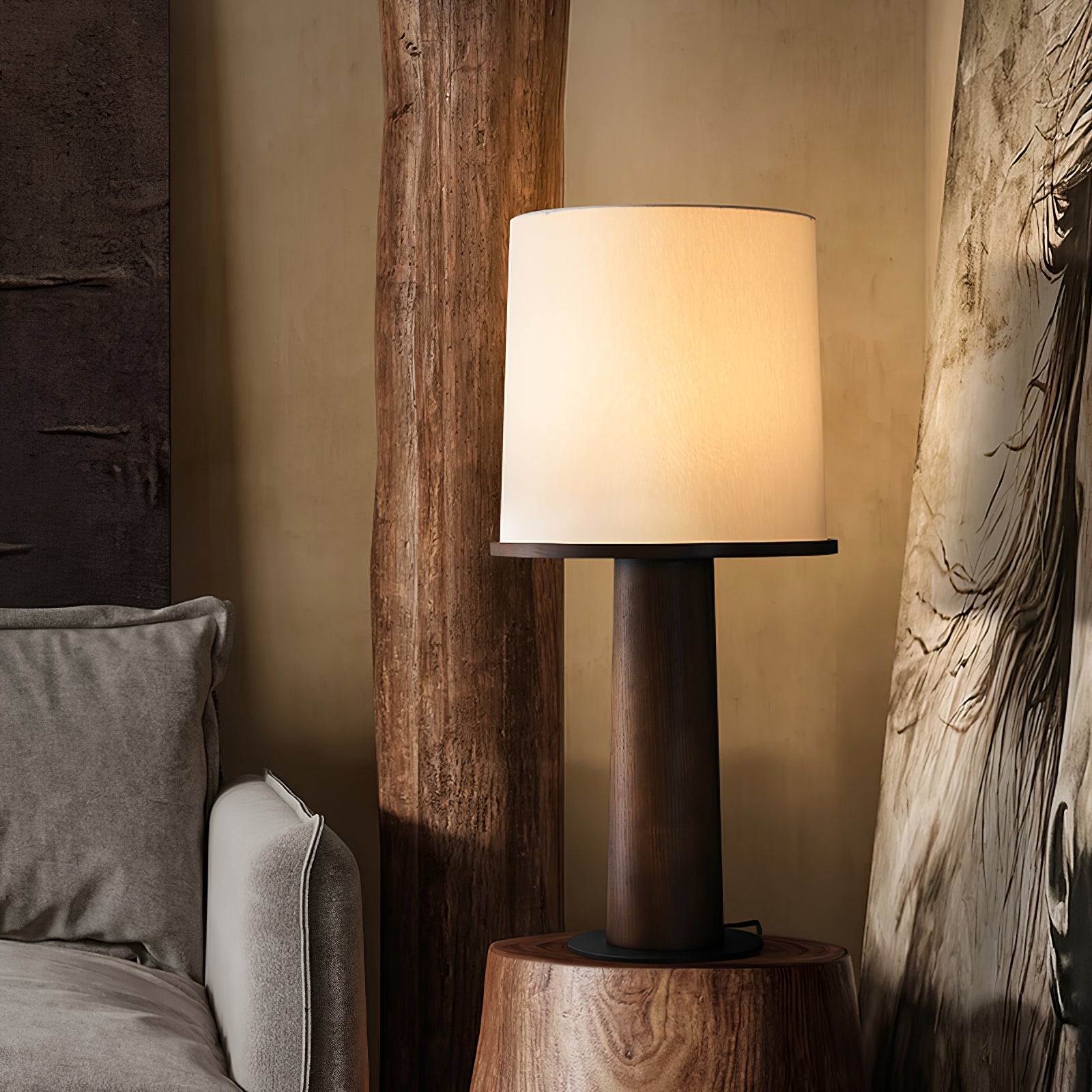 Ada Table Lamp | Wooden Base | White Shade