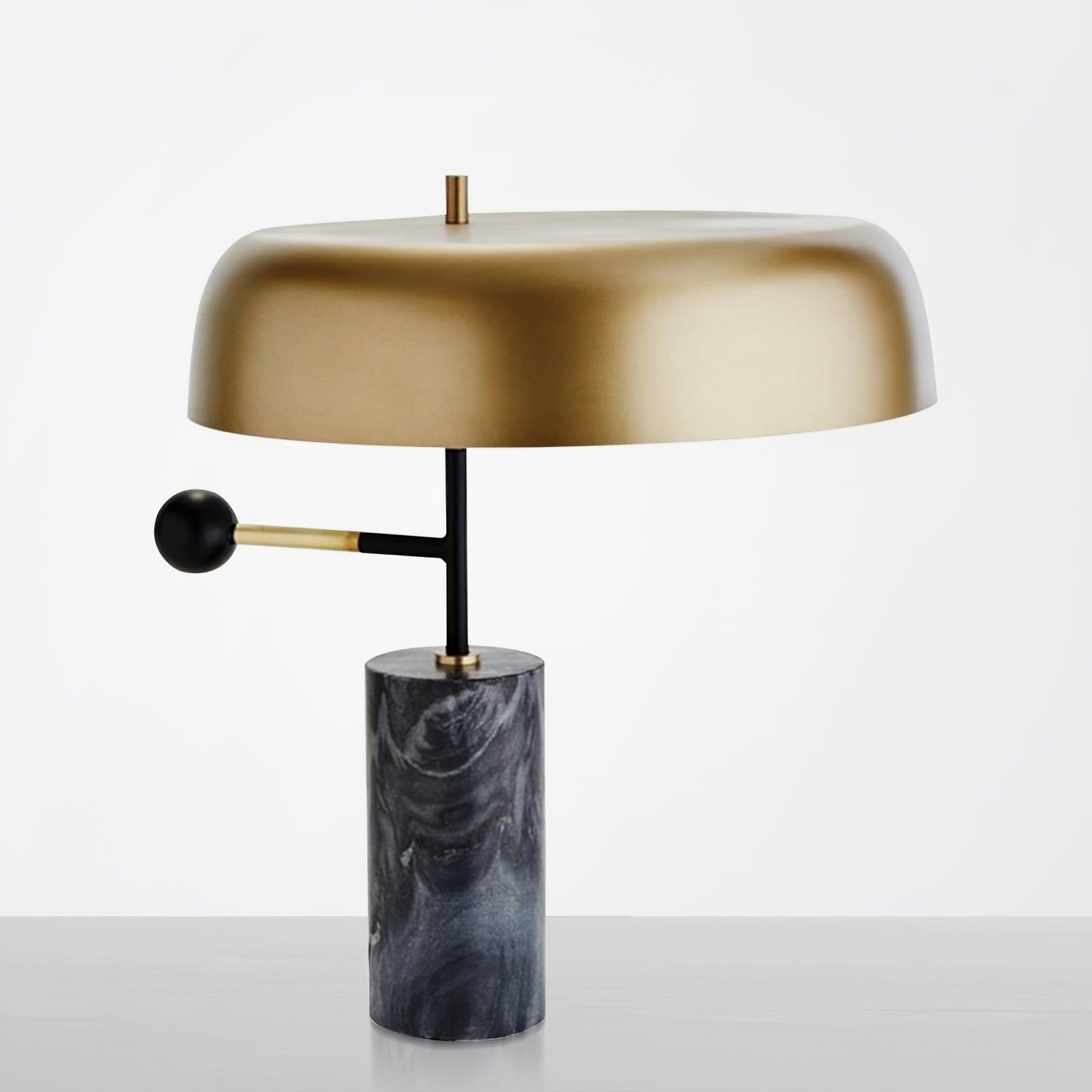 Adam Table Light | Marble Base & Gold Shade | Black
