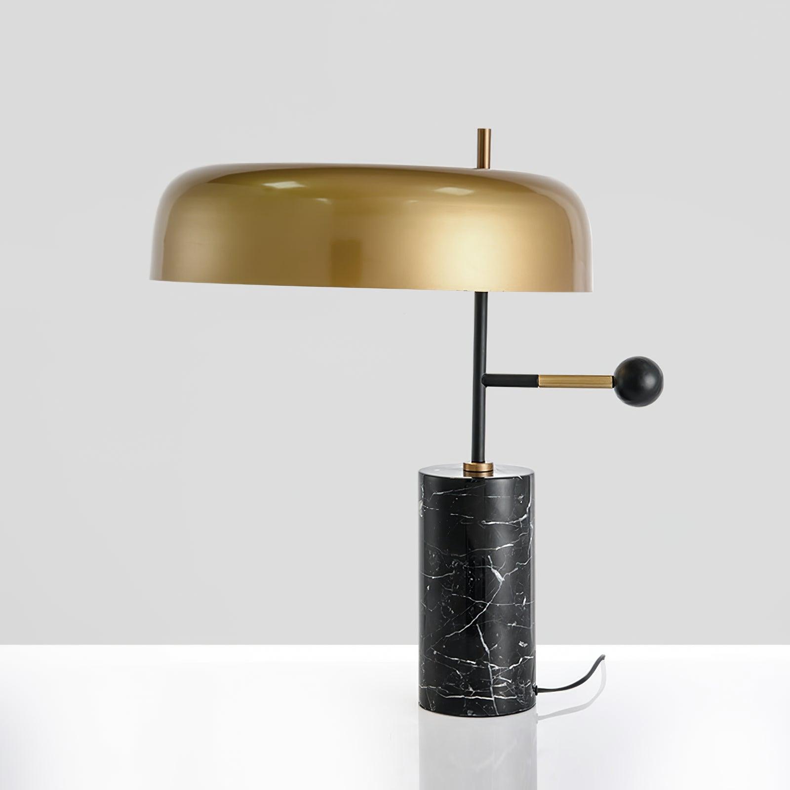 Adam Table Light | Marble Base & Gold Shade | Black