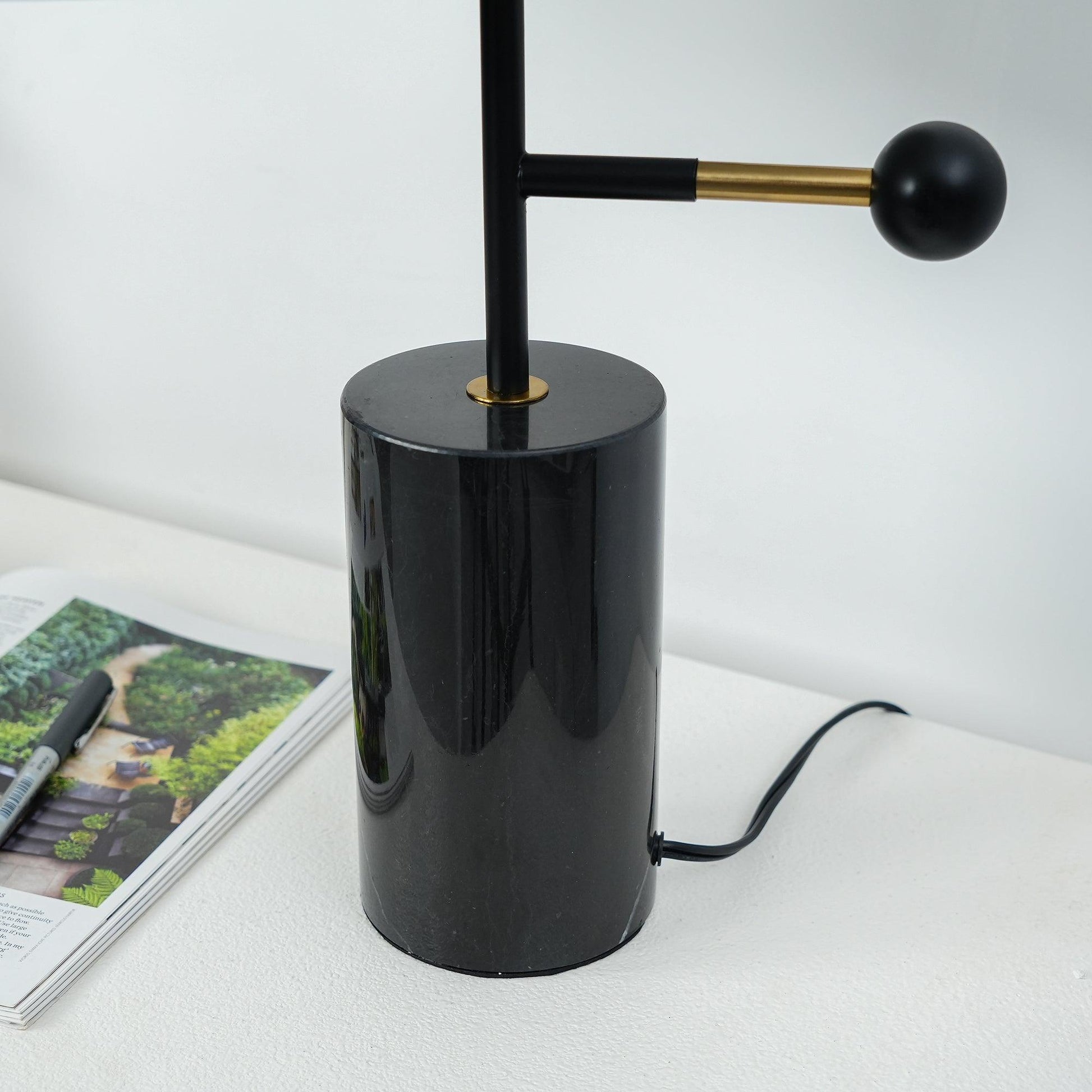 Adam Table Light | Marble Base & Gold Shade | Black