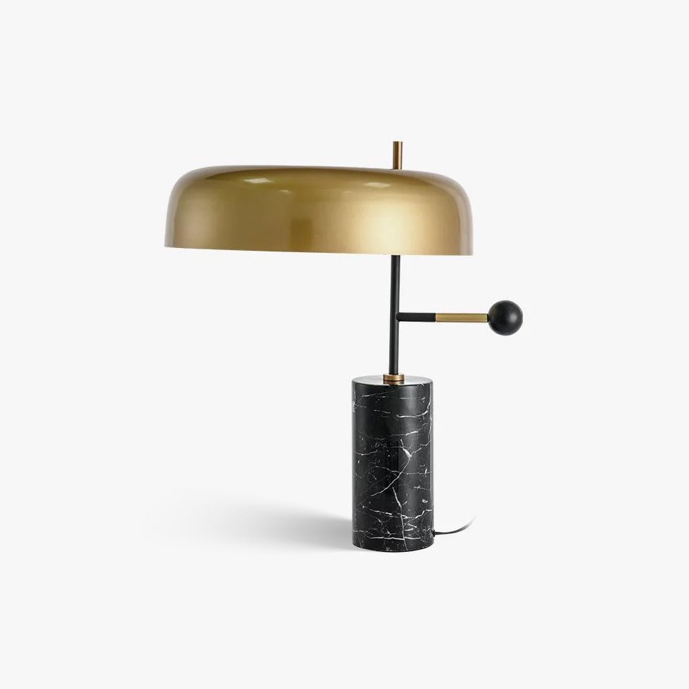 Adam Table Light | Marble Base & Gold Shade | Black