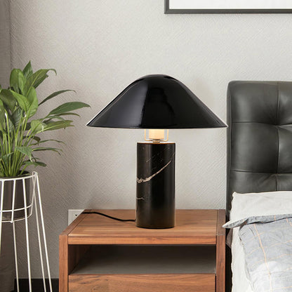 Marble Table Lamp | Black & White Marble Base | 38cm Diameter