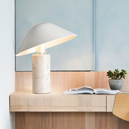 Marble Table Lamp | Black & White Marble Base | 38cm Diameter