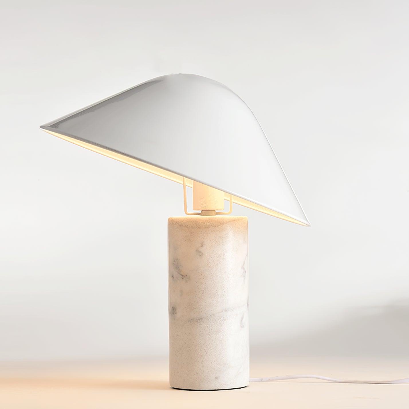 Marble Table Lamp | Black & White Marble Base | 38cm Diameter