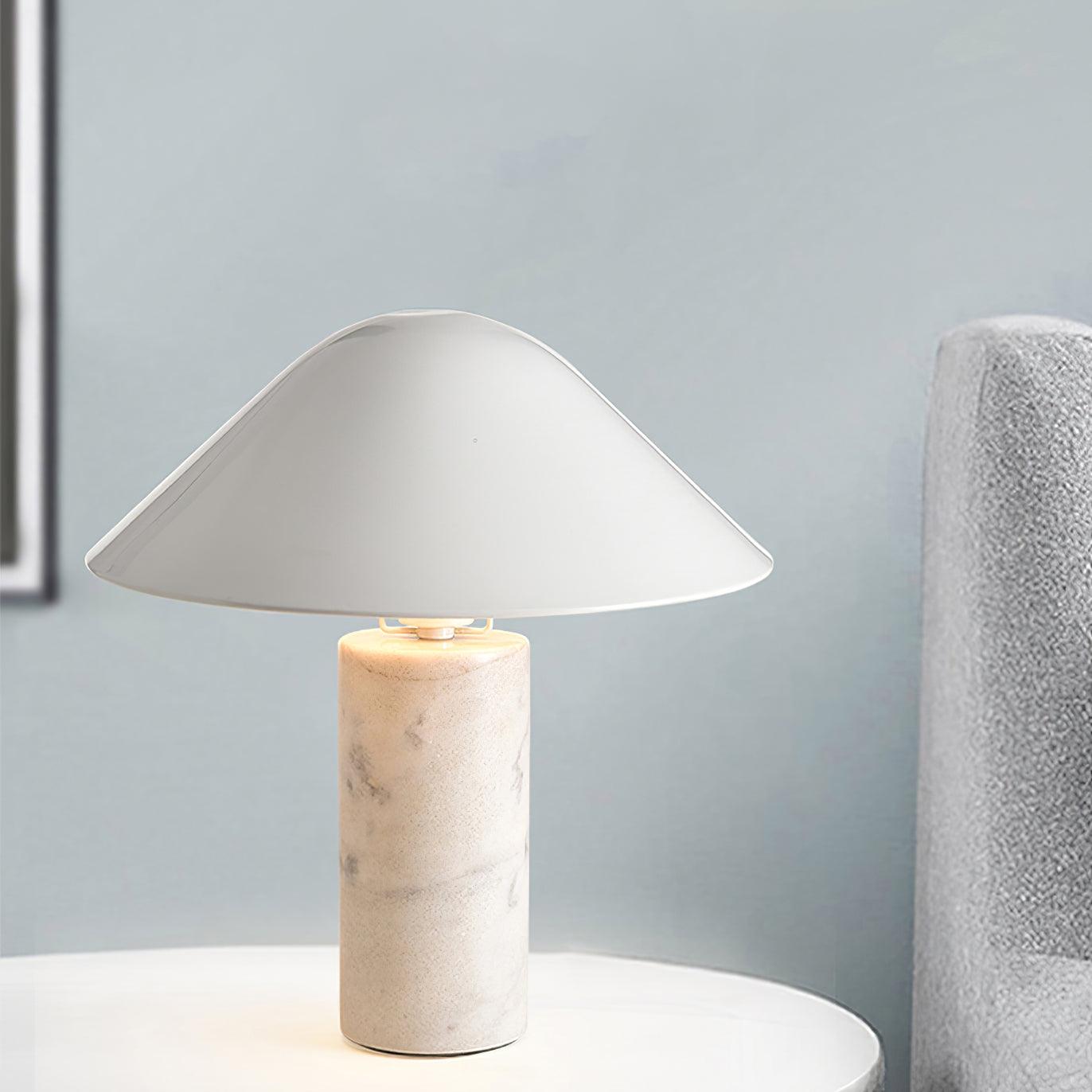 Marble Table Lamp | Black & White Marble Base | 38cm Diameter